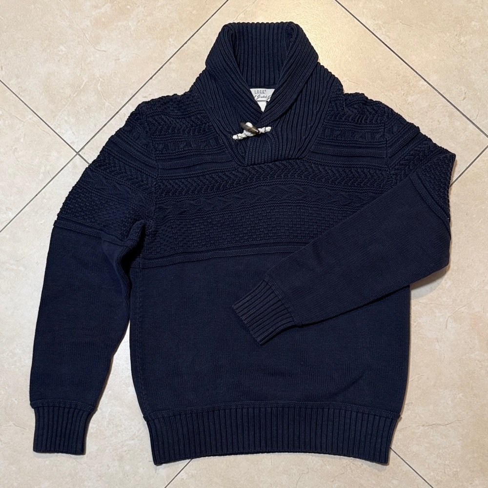 Navy Blue Shawl Collar Sweater